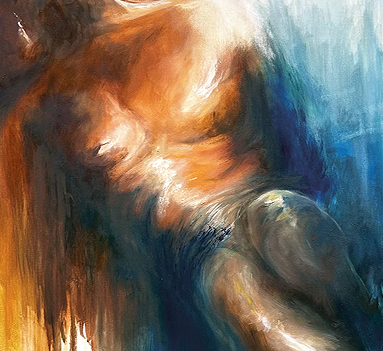 Gegengewicht, Öl auf Leinwand von Joe Wagner